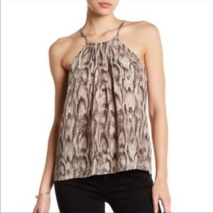 Joie Idalina Snakeskin Reptile Printed Halter Neck Sleeveless Blouse Sz XS